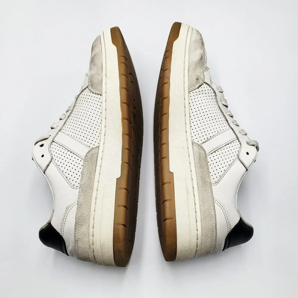 VINCE. Men's Size 8.5 Mason Perforated White Leather Suede Detail Casual Sneaker